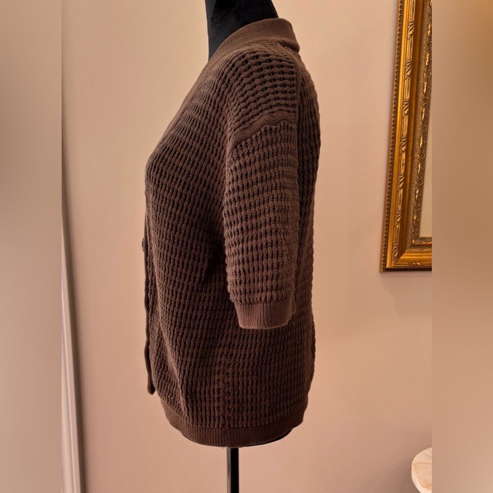 Josephine Chaus one button open weave ladies shrug‎ sweater size XL cotton brown - Picture 3 of 16